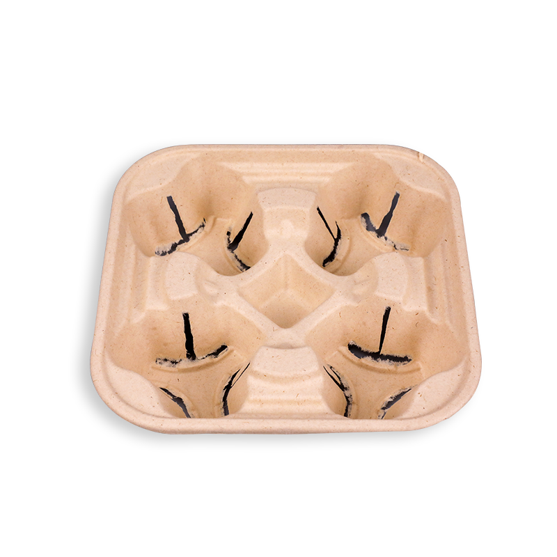 Biodegradable Sugarcane Bagasse 4 Cup Carriers