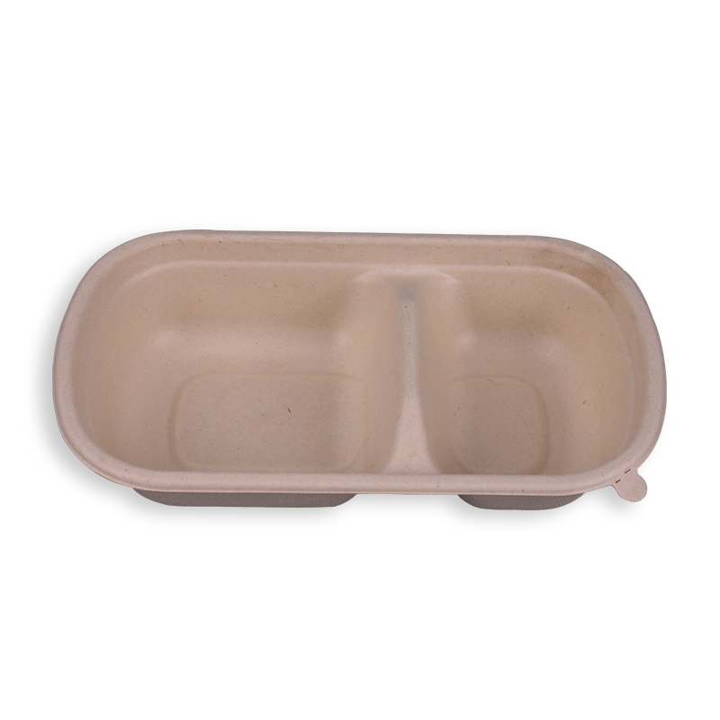 750ml Biodegradable Sugarcane Bagasse 2 Compartment Containers