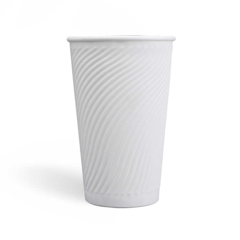 16oz Compostable PLA coating Embossed Paper Cups
