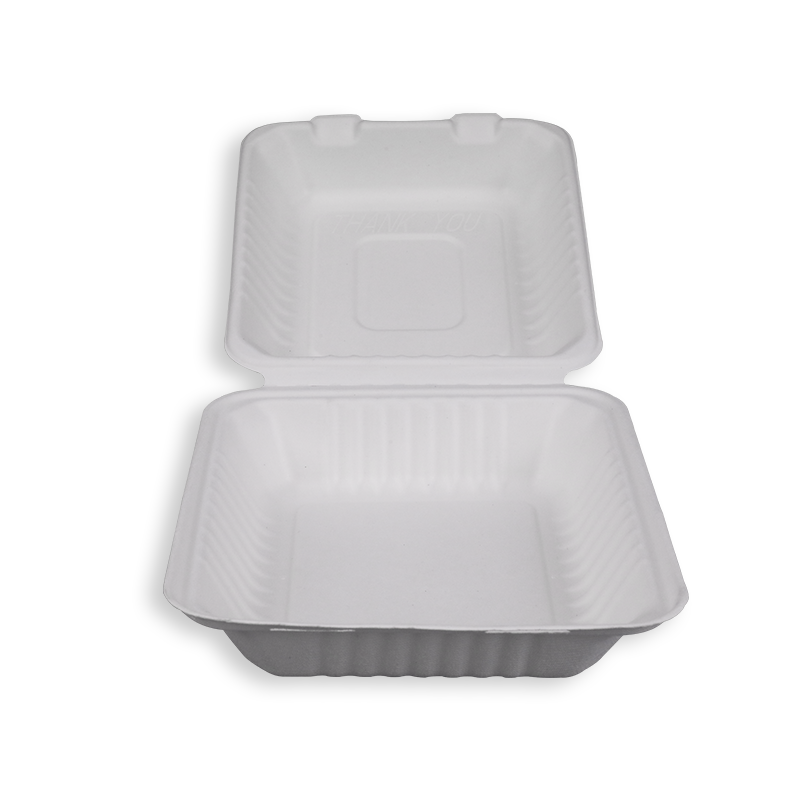 8'' Biodegradable Sugarcane Bagasse Big Clamshells