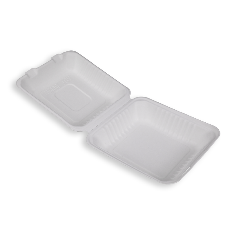 8'' Biodegradable Sugarcane Bagasse Big Clamshells