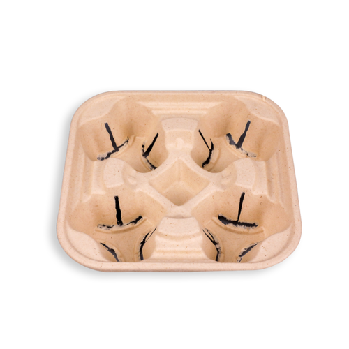 Biodegradable Sugarcane Bagasse 4 Cup Carriers