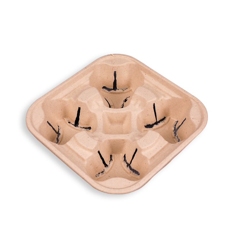 Biodegradable Sugarcane Bagasse 4 Cup Carriers