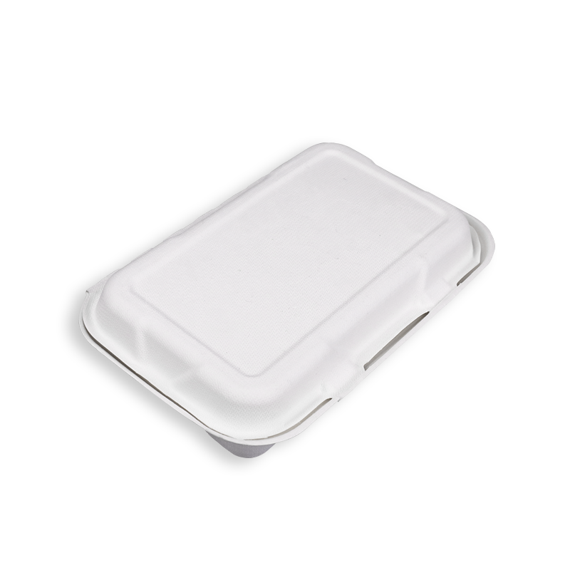 9*6'' Biodegradable Sugarcane Bagasse 2 Compartment Clamshells