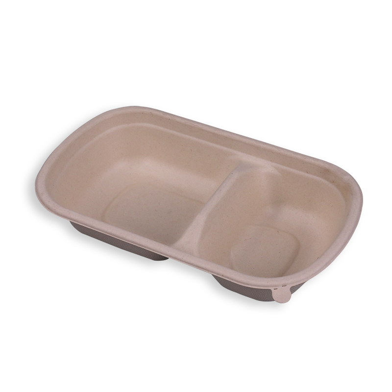 750ml Biodegradable Sugarcane Bagasse 2 Compartment Containers