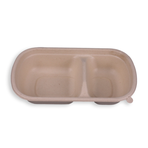 750ml Biodegradable Sugarcane Bagasse 2 Compartment Containers