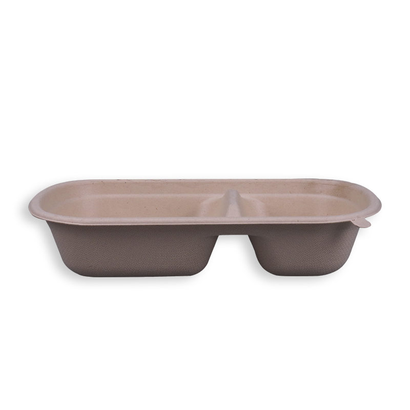 750ml Biodegradable Sugarcane Bagasse 2 Compartment Containers