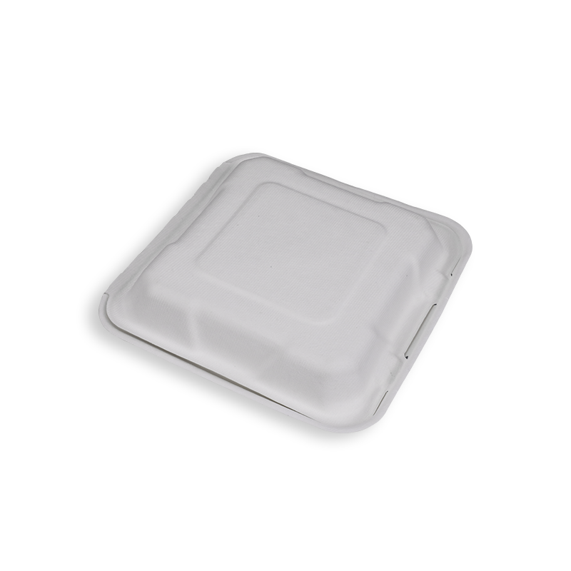 8'' Biodegradable Sugarcane Bagasse 3 Compartment Clamshells