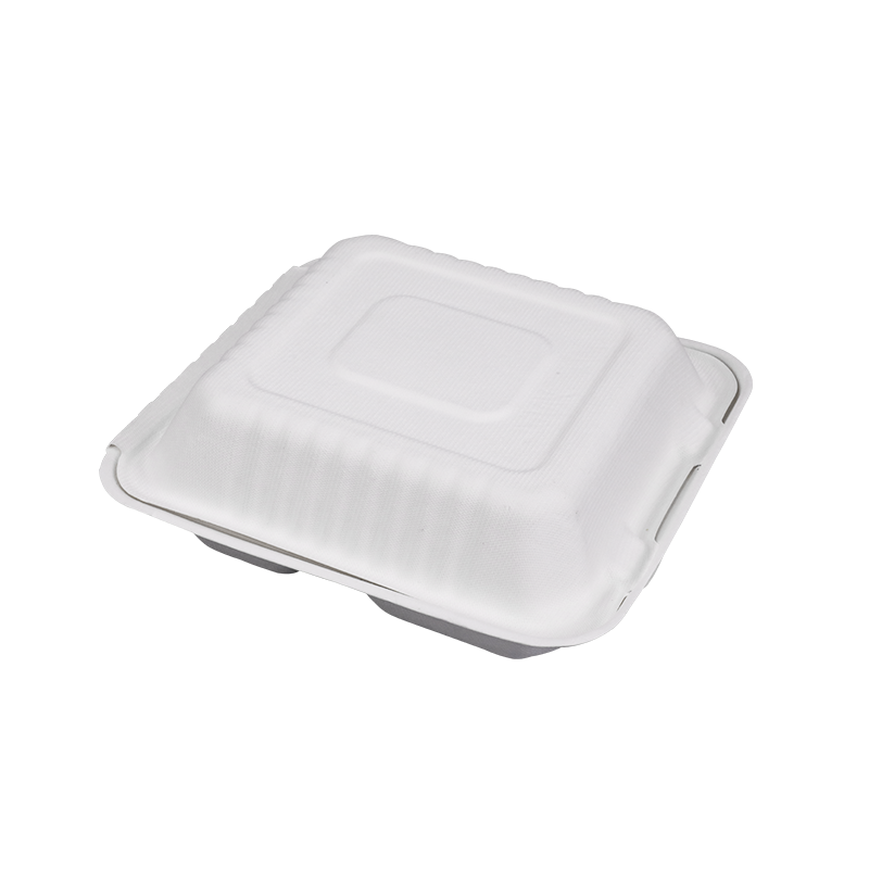 1000ml 2-comp Clamshell Biodegradable Food Container Bagasse Tableware