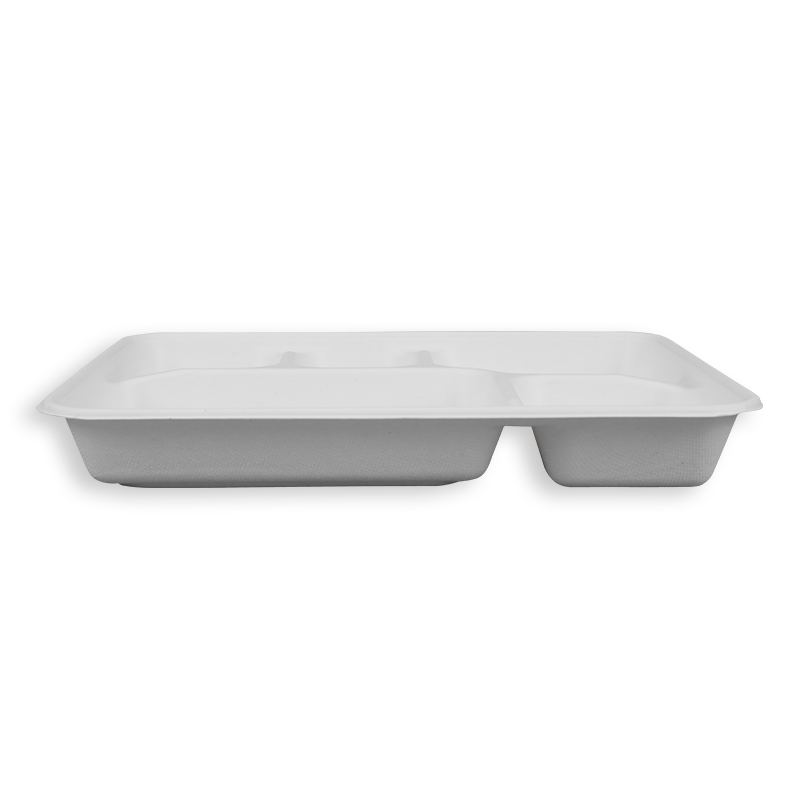 11.1*8.6'' Biodegradable Sugarcane Bagasse 5 Compartment Long Trays