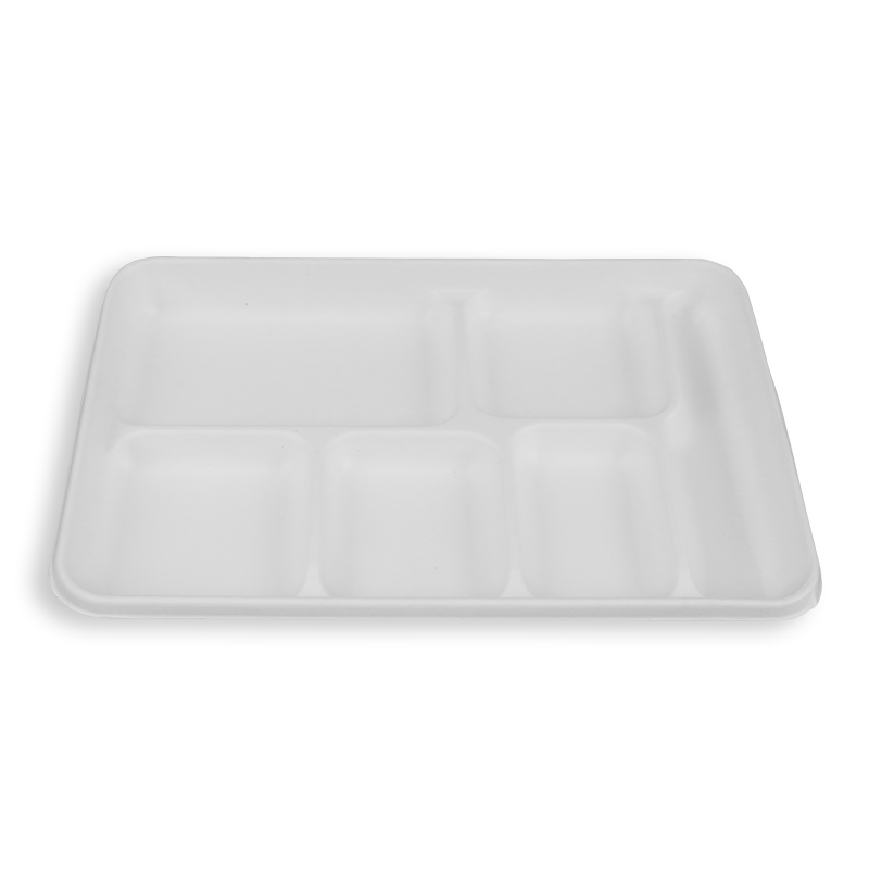 12.6*8.6'' Biodegradable Sugarcane Bagasse 6 Compartment Long Trays