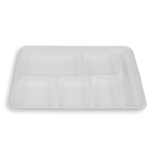 12.6*8.6'' Biodegradable Sugarcane Bagasse 6 Compartment Long Trays
