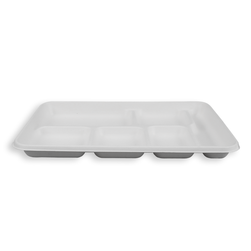 12.6*8.6'' Biodegradable Sugarcane Bagasse 6 Compartment Long Trays