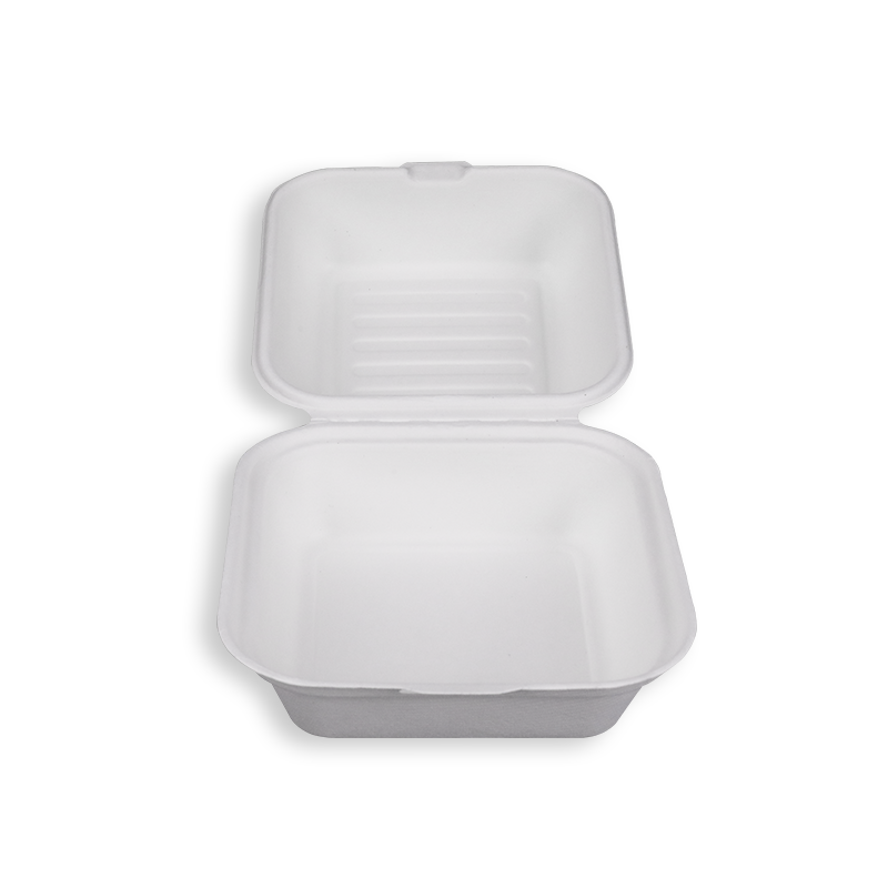 6'' Biodegradable Sugarcane Bagasse Burger Boxes