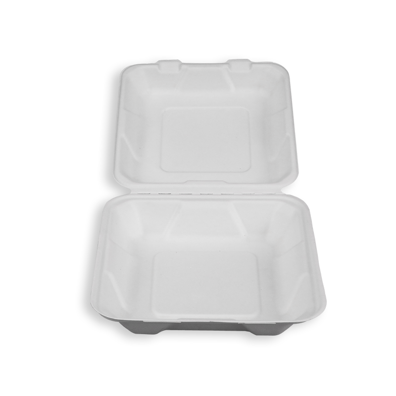 8'' Biodegradable Sugarcane Bagasse Clamshells