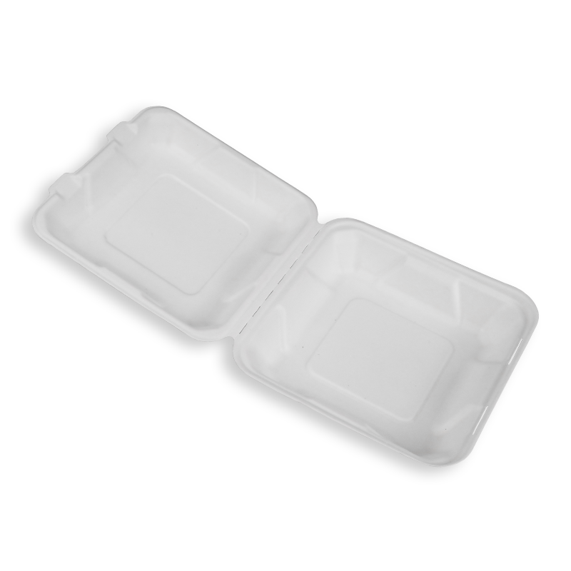 8'' Biodegradable Sugarcane Bagasse Clamshells