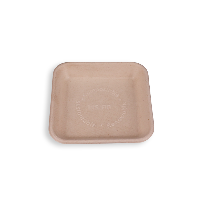 6'' Biodegradable Sugarcane Bagasse Square Trays