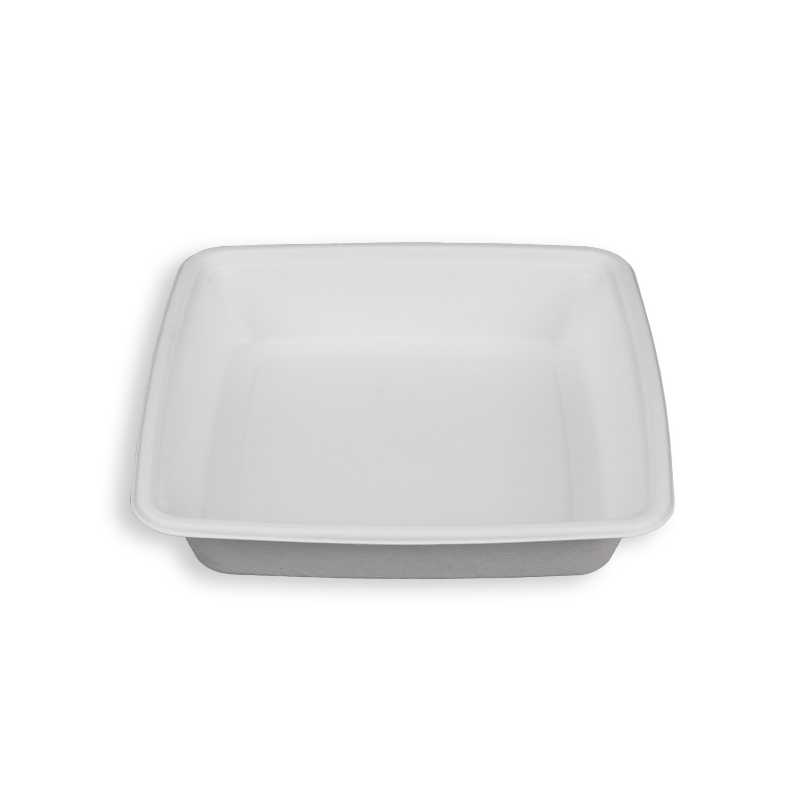 9'' Biodegradable Sugarcane Bagasse Square Trays