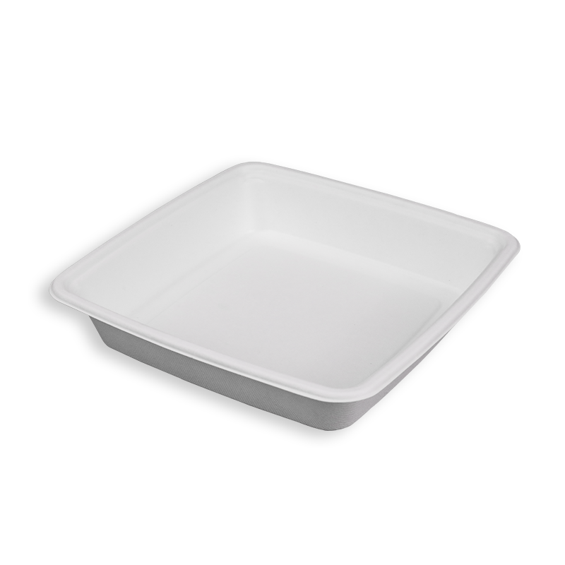 9'' Biodegradable Sugarcane Bagasse Square Trays