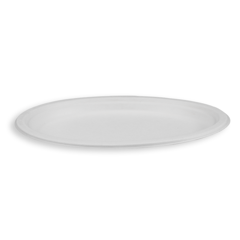 10'' Biodegradable Sugarcane Bagasse Oval Plates