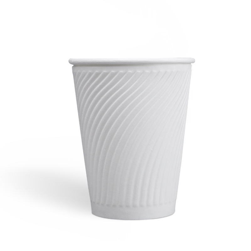 12oz Compostable PLA coating Embossed Paper Cups