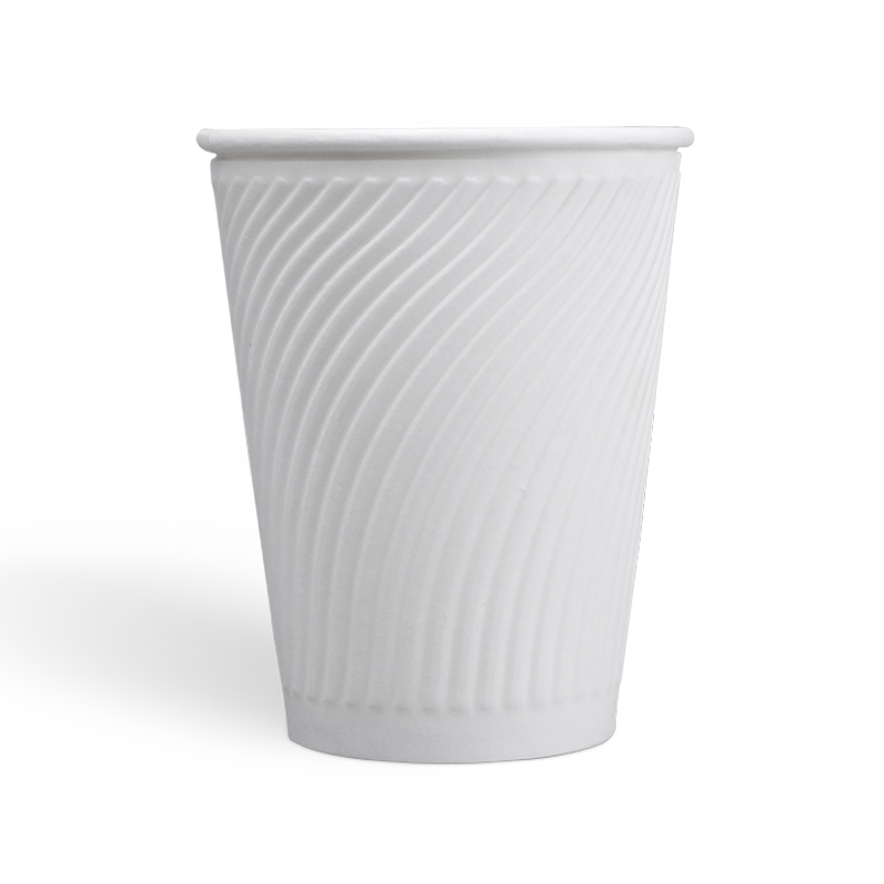 12oz Compostable PLA coating Embossed Paper Cups