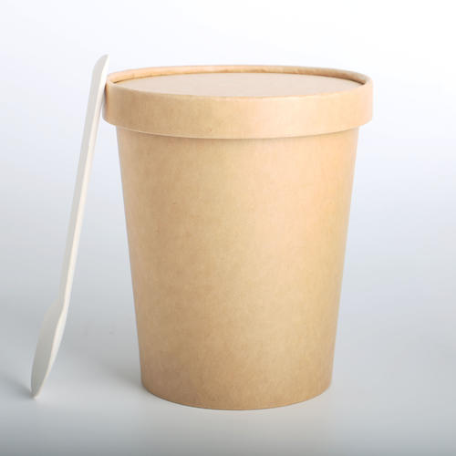 Brown Paper Ice Cream Cups With Lids